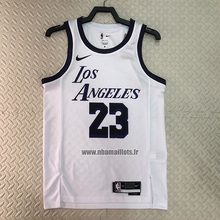 Maillot Los Angeles Lakers LeBron James NO 23 Ville 2022-23 Blanc